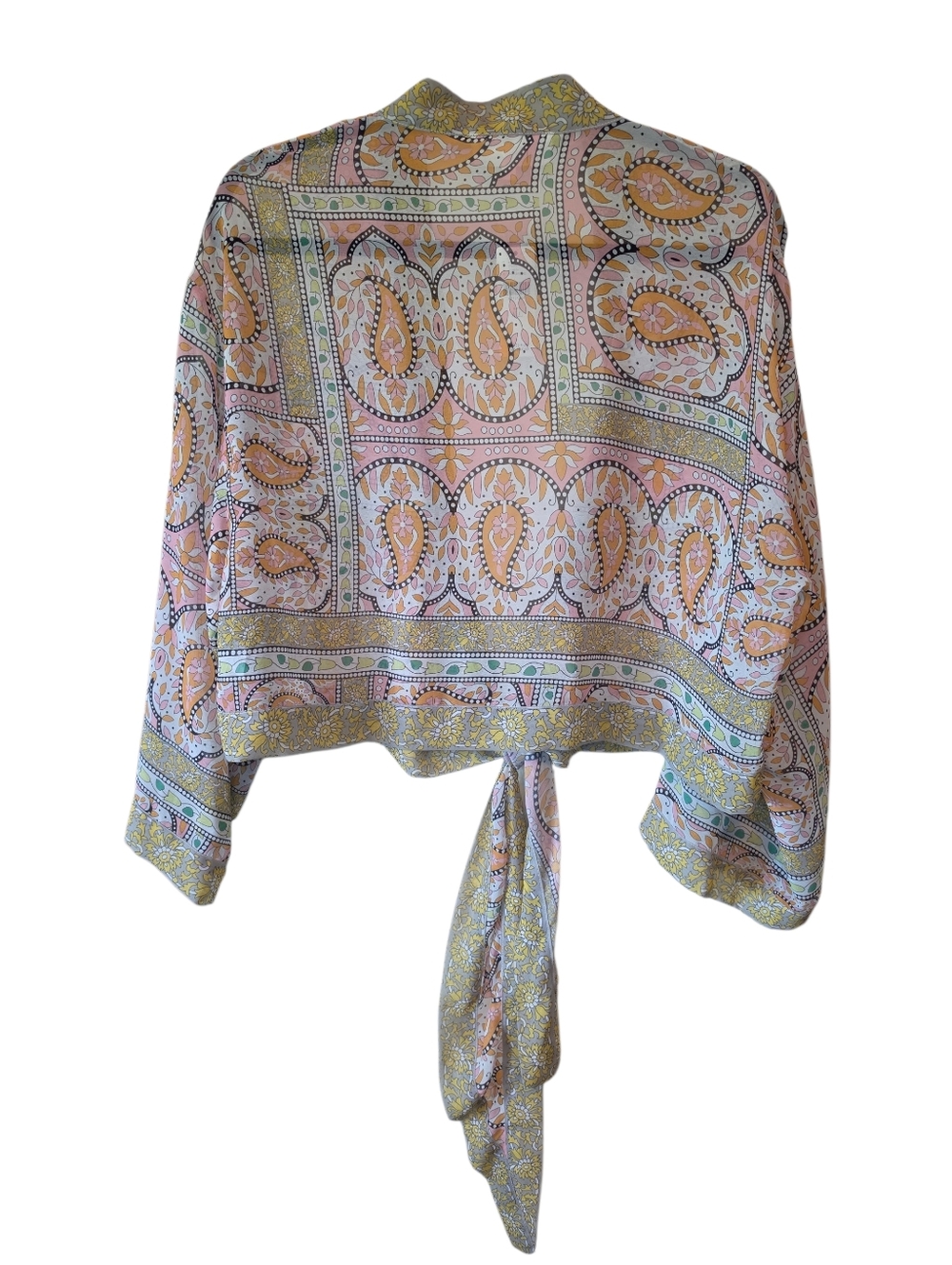 Anthropologie Tie-Front Paisley Kimono Wrap Top - One Size - Picture 4 of 7